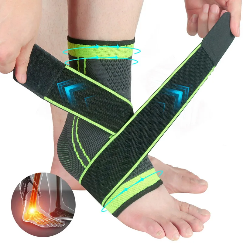 

1PC Pressurized Ankle Support Basketball Volleyball Sports Gym Badminton Ankle Brace Protector With Strap Belt Elastic Protector