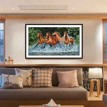 

Horse to success cross stitch kit Running on the waves animal print chinese Hand embroidery needlework decorations for home gift