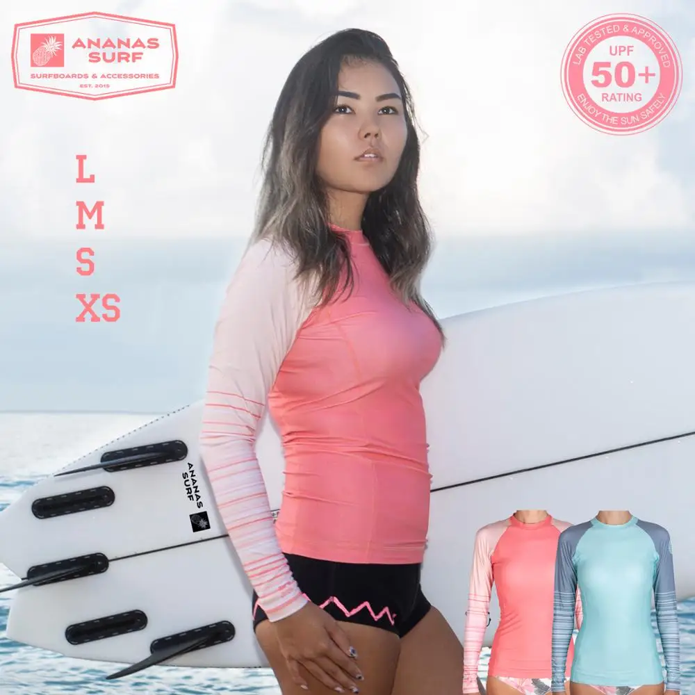 Ananas Surf Rashguard Women's Girl's Long Sleeve Swimsuit UPF 50+ Swim Quick Dry Print Sailing Diving Clothes Surfing T-Shirt