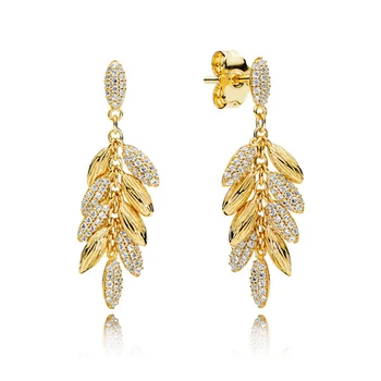 

BaoFu New 925 Sterling Silver Stud Ear Studs Autumn Golden Yellow Wheat Ear Studs Lady Gift High Jewelry