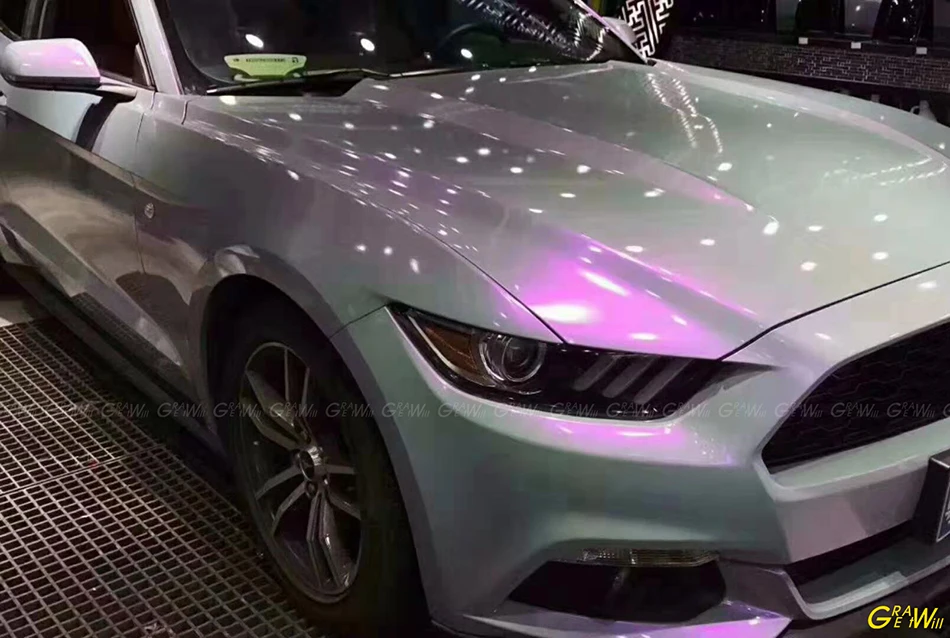 pix High Gloss White Car Paint glossy white to purple pearl gloss chameleon vinyl wrap film with air release car wrapping film cover sticker 1 52 20m roll