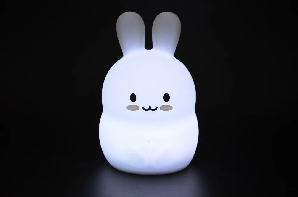 Cute Cartoon Rabbit LED Night Light Rechargeable Touch Sensor Remote Control Colorful Silicone Bedroom Table Lamp for Kids Baby (27)
