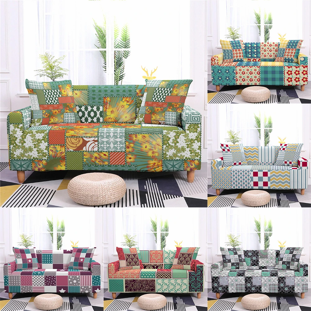

Printed Geometry Stretch Decor Slipcovers Elastic Couch Cover Tight Wrap for Living Room Armchair Sofa Cover 1/2/3/4 Seater