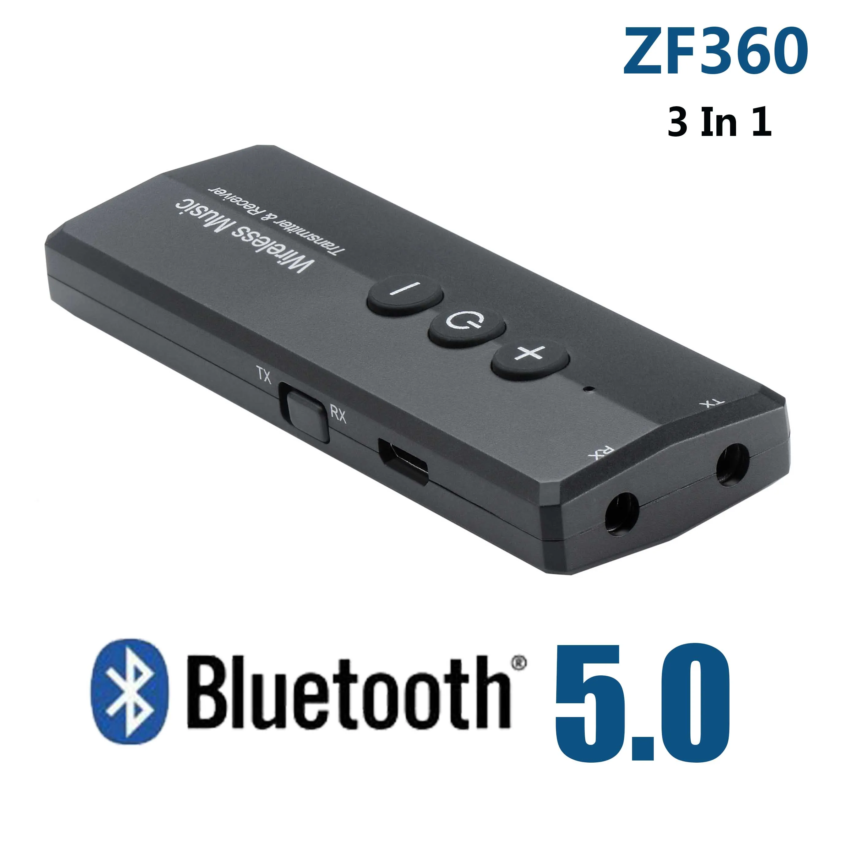 Bluetooth 5,0 передатчик приемник 3 в 1 EDR аудио ZF-360 беспроводной адаптер ключ Мини 3,5 мм AUX для ТВ ПК автомобиля HIFI дома