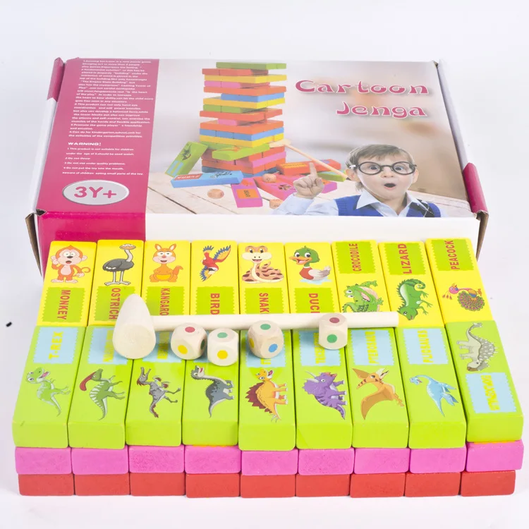 

Children Early Education Toy Wooden Educational Casual Animal Jenga Bricks Pro Stack-up Sob Building Blocks Toy