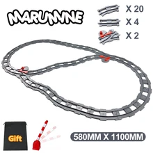 Railway BlocksTrain Tracks Toys Part with Curved Straight Cross Track Rail Switch Construction Building Bricks for 3+ Boys Girls