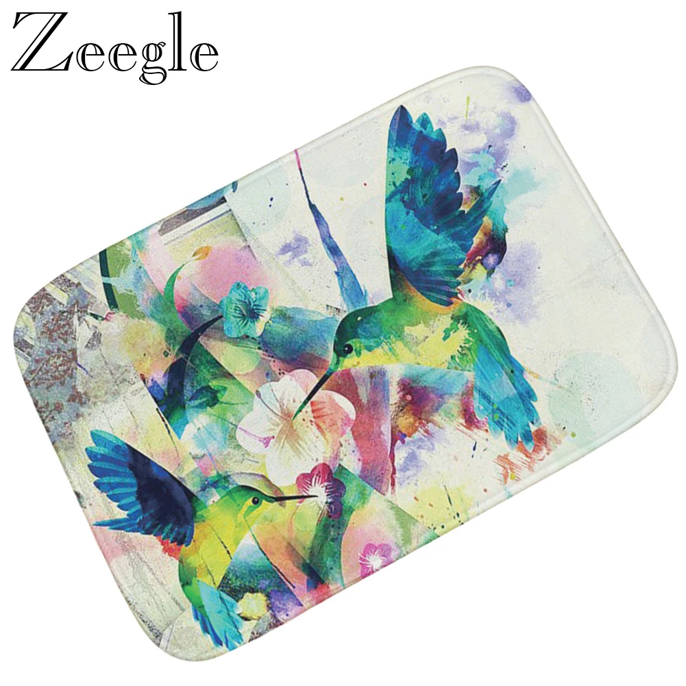 Zeegle Doormat Flannel Floor Mat Kitchen Carpet Non-slip Bath Mat Outdoor Rug Washable Indoor Carpet Hallway Rug