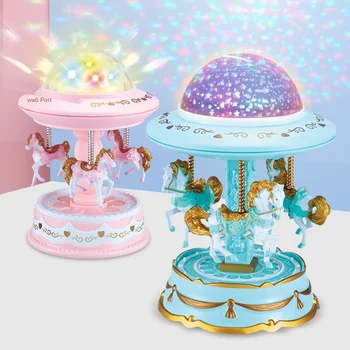 

Creative Carousel Music Box Starry Sky Projector Lamp Girl Heart Music Box Decoration Student Gift Music Box