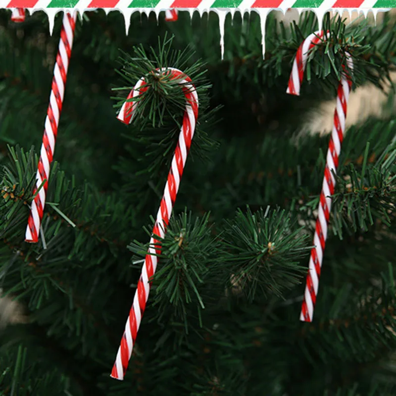 

Made Of Plastic 6Pcs Set Christmas Decor Xmas Tree Santa Candy Cane Hanging Ornament Decoration Christmas Pendant