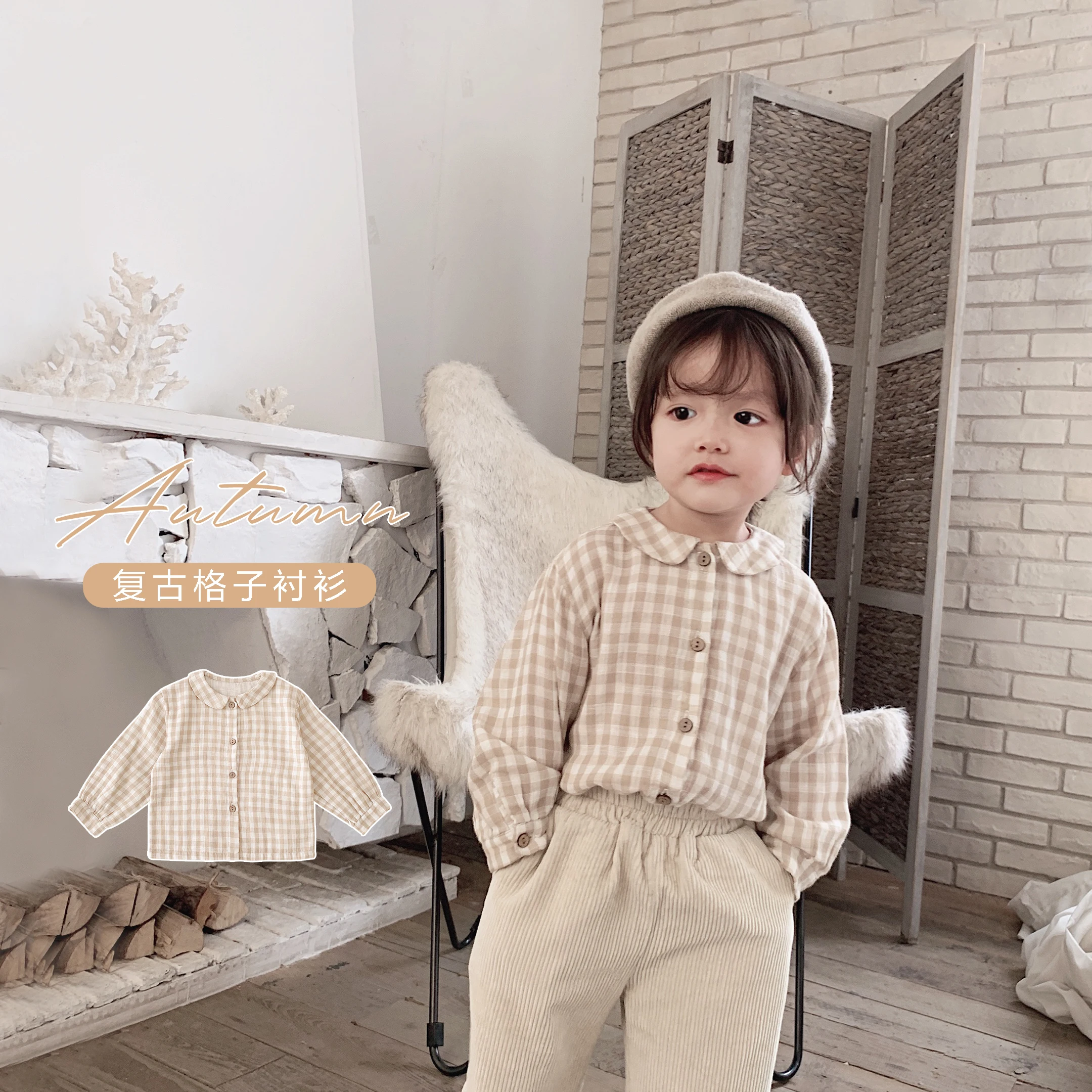 Leisure/Осенняя Блузка для девочек; Новинка года; детская рубашка в Корейском стиле с длинными рукавами в стиле ретро; топы для маленьких девочек; одежда; рубашка для малышей