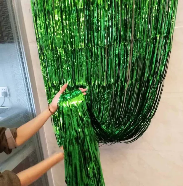 Green 2 м полоса фольги занавес металлические вечерние приборы для декорации фон с блестками занавес s Свадебные украшения Декор для вечеринки в честь Дня Рождения - Color: Green
