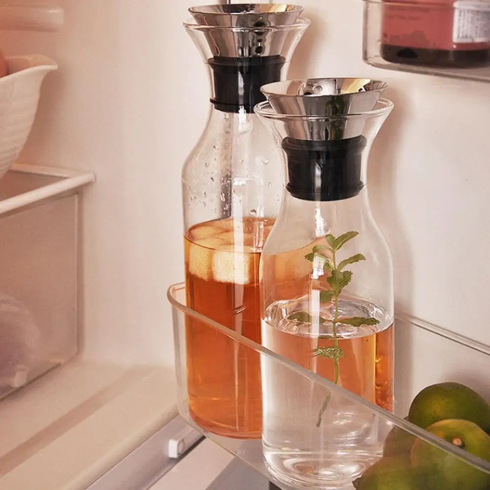 

Creative Transparent Glass Pitcher Hot/Cold Water Jug Kettle Juice Container Bottle For Restaurant Home Lemon Juice Tea Milk Jug