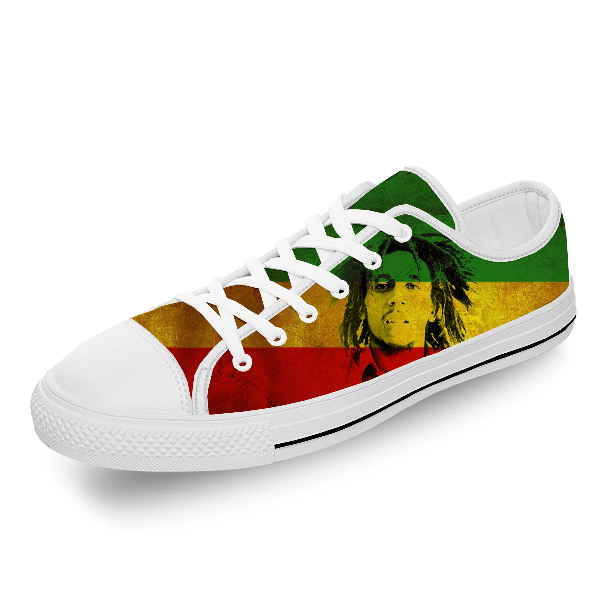 Bob Marley Reggae Star Music Rock Fashion Casual Sneakers Low Top Lightweight Breathable 3D Printed Men Women Canvas Shoes 3
