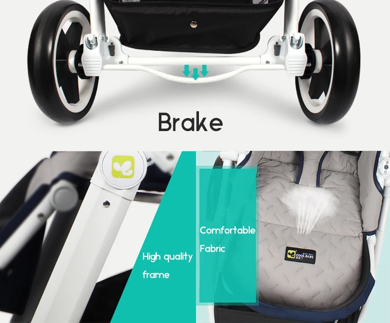 С высоким обзором 3-в-1 с автомобильным сиденьем Coolbaby двойного назначения коляска светильник Складная коляска двухсторонняя коляска шок-Детские коляски