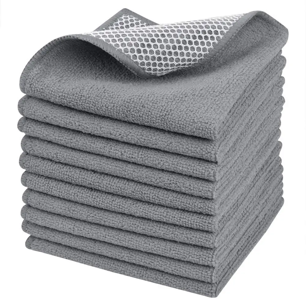 Sinland сверхвпитывающая микрофибра полотенце для протирки посуды лучшие кухонные полотенца чистящие салфетки с полискорой стороны 12 дюймов x 12 дюймов 10 упаковок - Цвет: grey