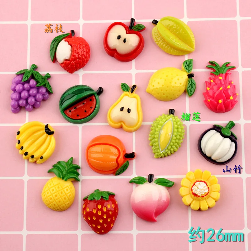 

DECOCASE 30pcs Mixed Fruit Pineapple Slime Charms Beads Headwear Flatback Crafts Ornaments Decoration Phone Case DIY Accessories