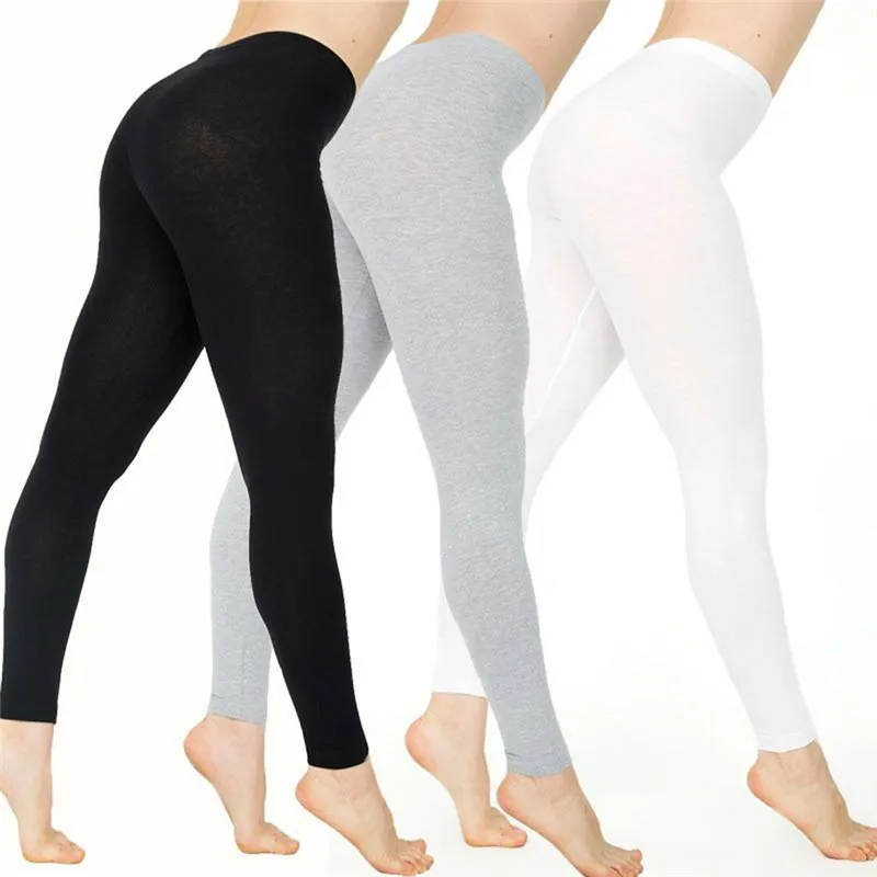 amazon leggings Women Cotton Leggings White Black Grey Solid Color Skinny Stretchy Pants Casual Sport Fitness Leggings gymshark leggings