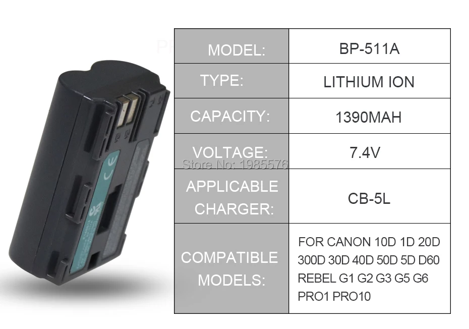 2 шт. 7,4 В 1390 мАч Аккумулятор для камеры Canon BP-511A BP-511 BP 511 511A BP511 BP511A с CB-5L зарядным устройством для цифровой камеры