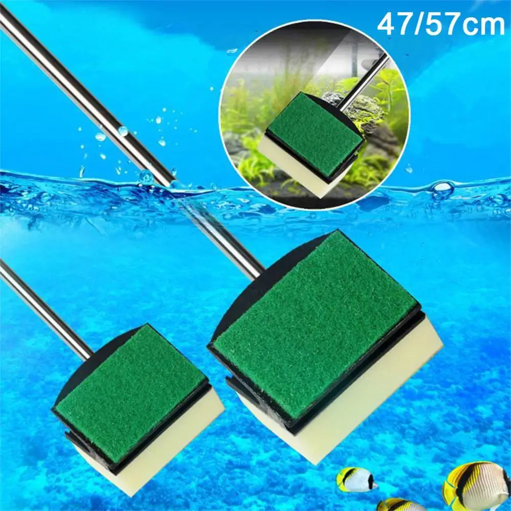 

Aquarium Cleaning Tool Double-sided Effortless Sponge Fish Tank Brush Cleaner for Home