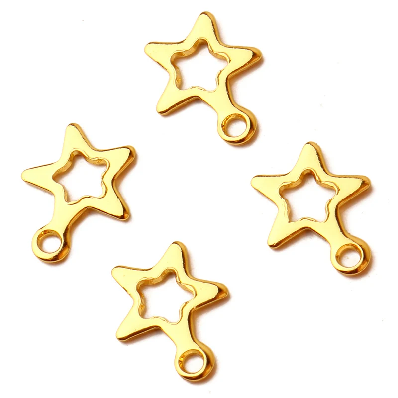 Gold 50 шт/партия лучшие продажи из нержавеющей стали звезды Маленькая подвеска для изготовления ожерелья мужские и женские аксессуары оптом - Цвет: Gold