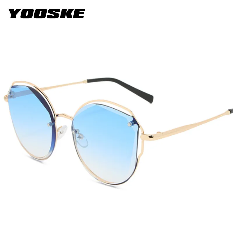YOOSKE Необычные линзы солнцезащитные очки для женщин модные брендовые дизайнерские женские роскошные солнцезащитные очки металлическая оправа винтажные очки UV400