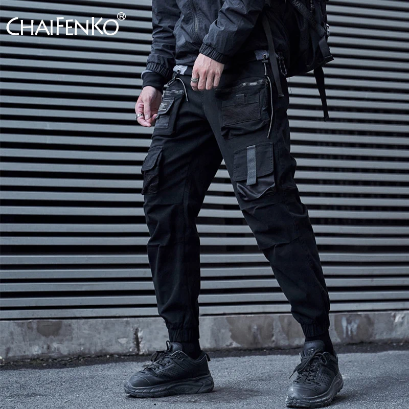 CHAIFENKO Black Cargo Pants Men Hip Hop Streetwear Joggers Sweatpant Fashion Harajuku Harem Pant Multi-Pocket Casual Mens Pants CHAIFENKO Black Cargo Pants Men Hip Hop Streetwear Joggers Sweatpant Fashion Harajuku Harem Pant Multi-Pocket Casual Mens Pants