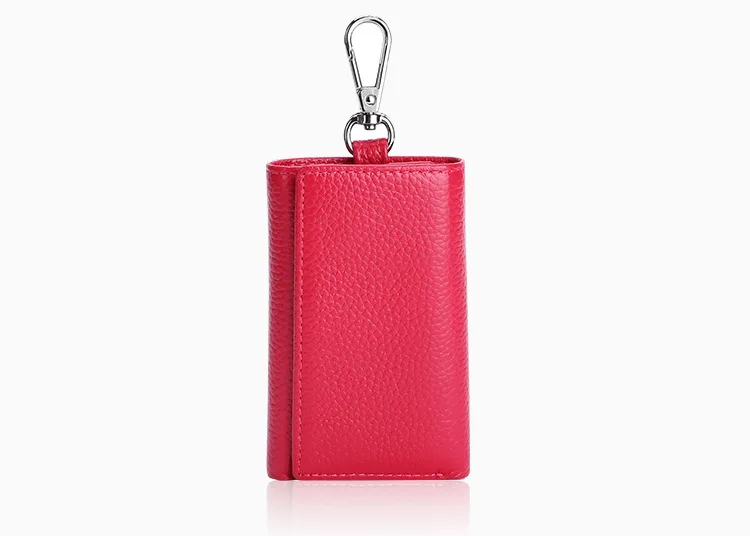 Leather Key Bag Men And Women Multi-functional Three-fold Wallet Full-grain Leather Keychain Bag Fashion Card Holder Purse