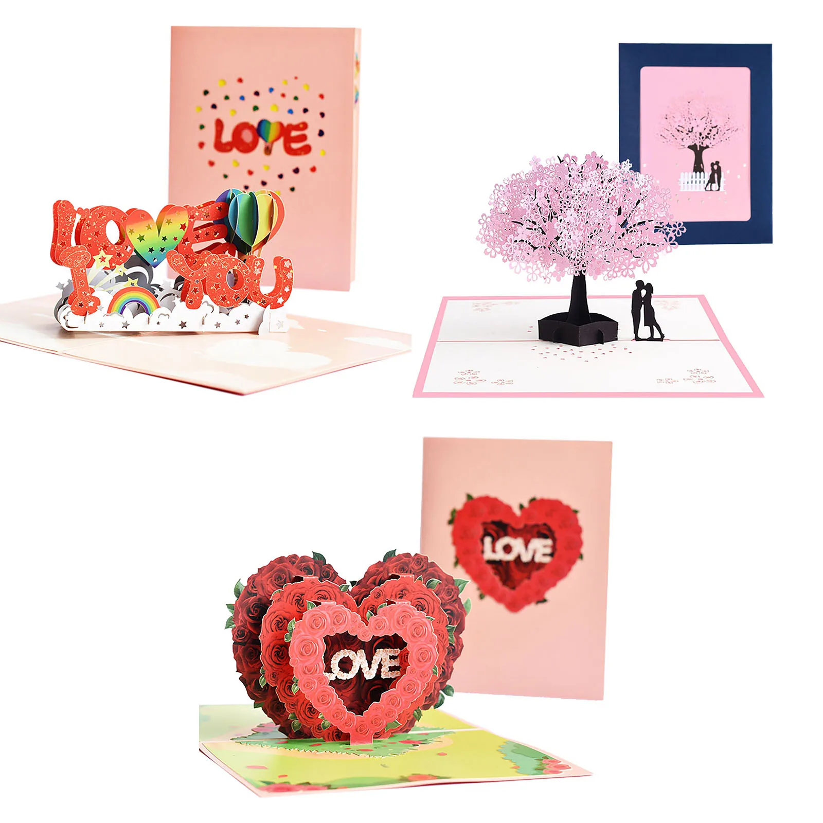 3D Pop Up Card Birthday Wedding Valentine Anniversary Greeting Cards Invitations 