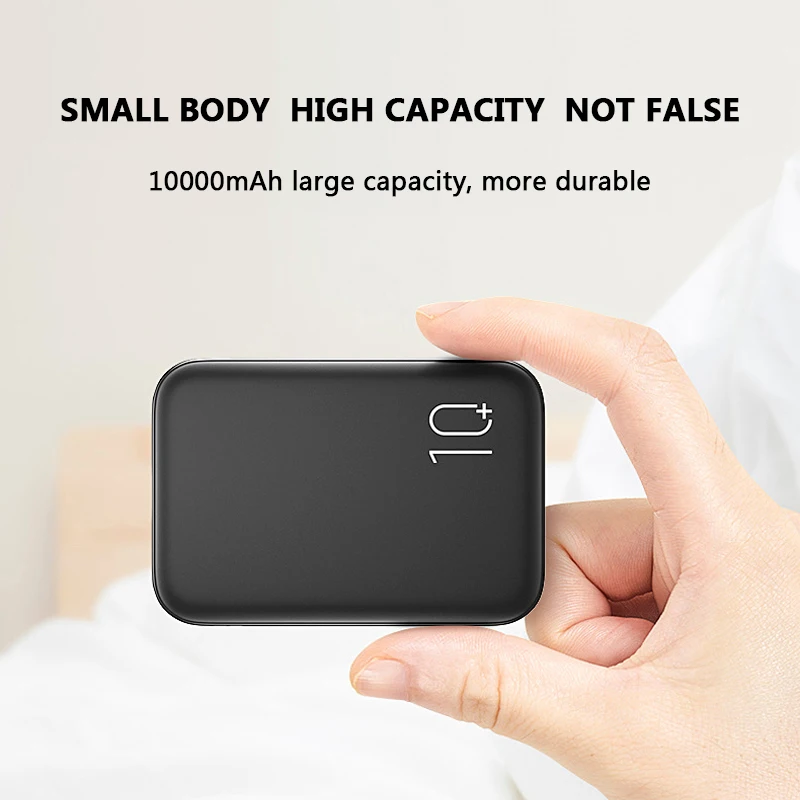 Online Mini banco de energía de 10000mAh de carga rápida pantalla lateral cargador portátil de doble salida rápida USB Micro USB Tpye C banco de potencia de carga rápida