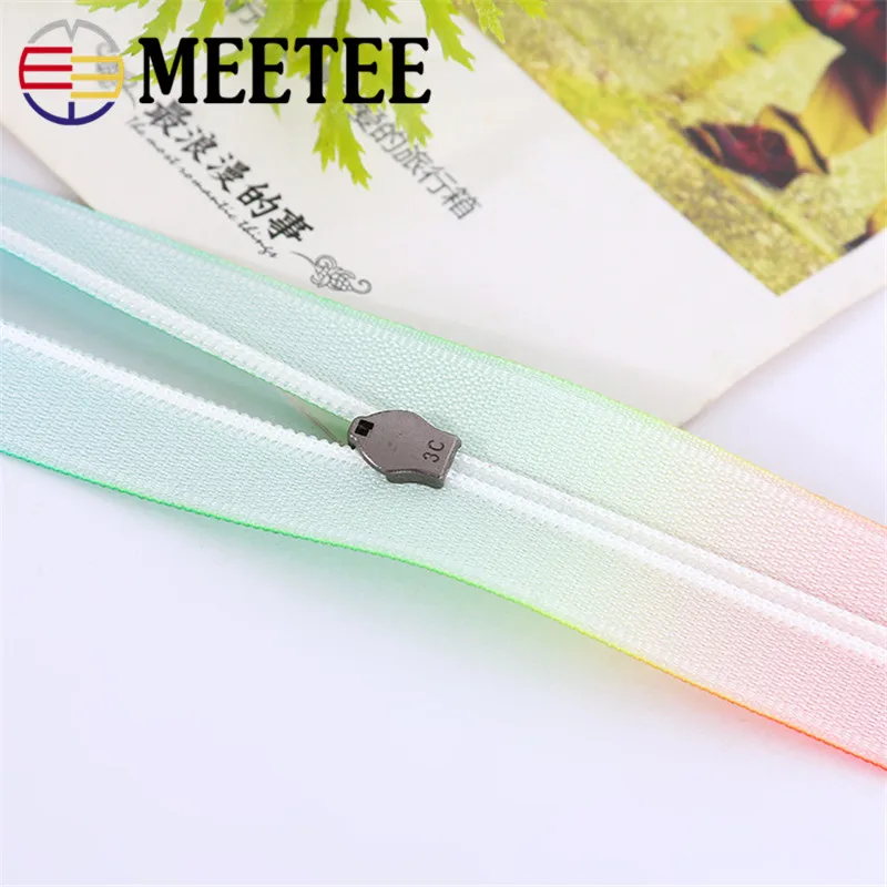 Meetee 5 ярдов 3#5# нейлон открытый конец водонепроницаемый застежки-молнии для шитья DIY Красочные молнии Швейные спортивные пальто одежда доступны ZK545