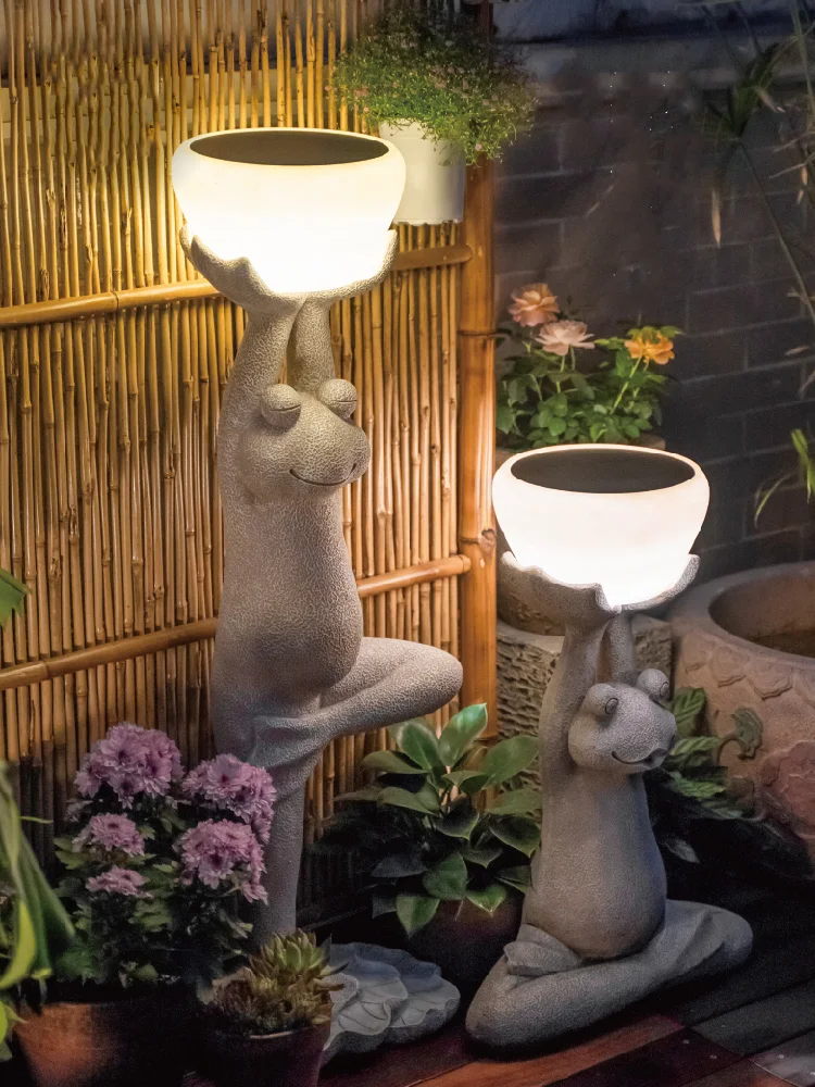 

Modern Creative Garden Decorative Figurine Statue Mold Luminous Stone Yoga Frog Sculpture Outdoor Home Garden Statues Sculptures