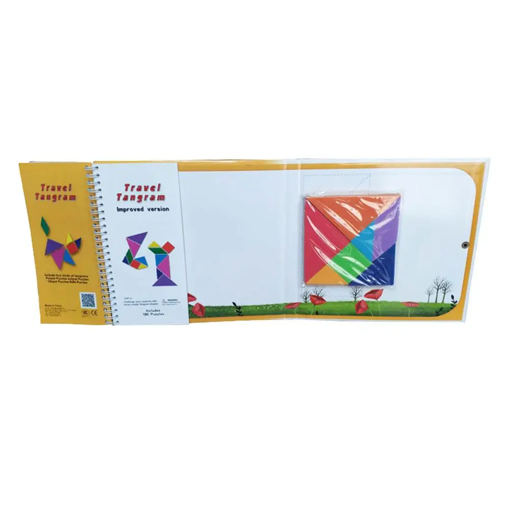 Tangram Игра Головоломка путешествия игры головоломки с решением вопросы красочная книга форма обучающая игрушка для малышей Дети
