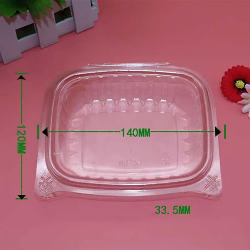 20PCS Disposable Box Fruit storage Transparent Rectangle Salad Rice Packing Container Take Out Box Food Sealed Storage Container