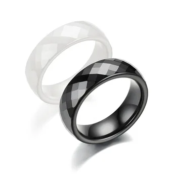 

Charm Rhombic Polyhedron Women Men Polished Ceramics ring Convention Jewelry Wedding Band Ring Valentine Gift
