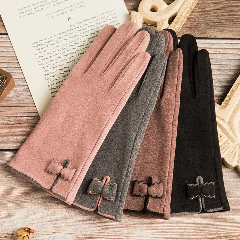 Gants chauds en cuir pour femmes, légers, doublés de molleton, gants chauds d