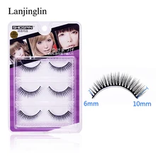 LANJINGLIN ручная работа ресницы 3 пары 3d норковые ресницы полная полоса ресницы натуральные накладные ресницы для наращивания Пластиковые Хлопковые Стебли