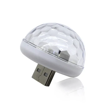 

New LED Car Decorative Lamp RGB Atmosphere Light Car LED USB Disco Ball Party Lamp LED Auto Colorful Music Sound Car Light
