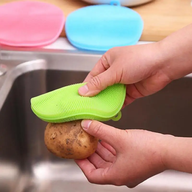 Силиконовая щетка для мытья посуды кастрюля щетка для миски овощи и фрукты Антибактериальный очищающий щетка для очищения кухни инструменты