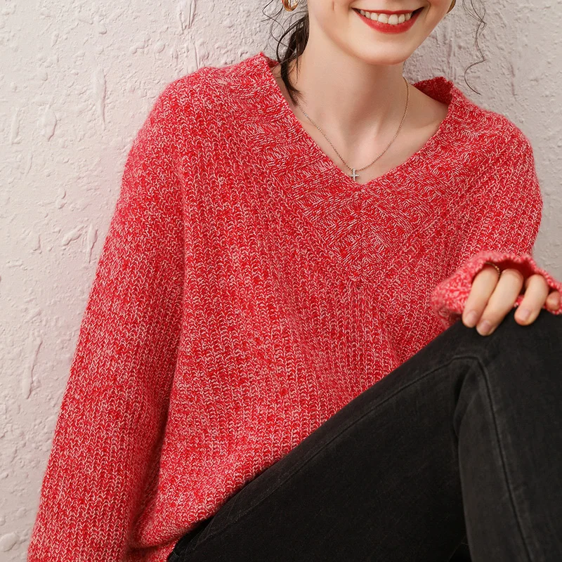 Female Sweater V-neck Sexy Long Sleeves Sweater