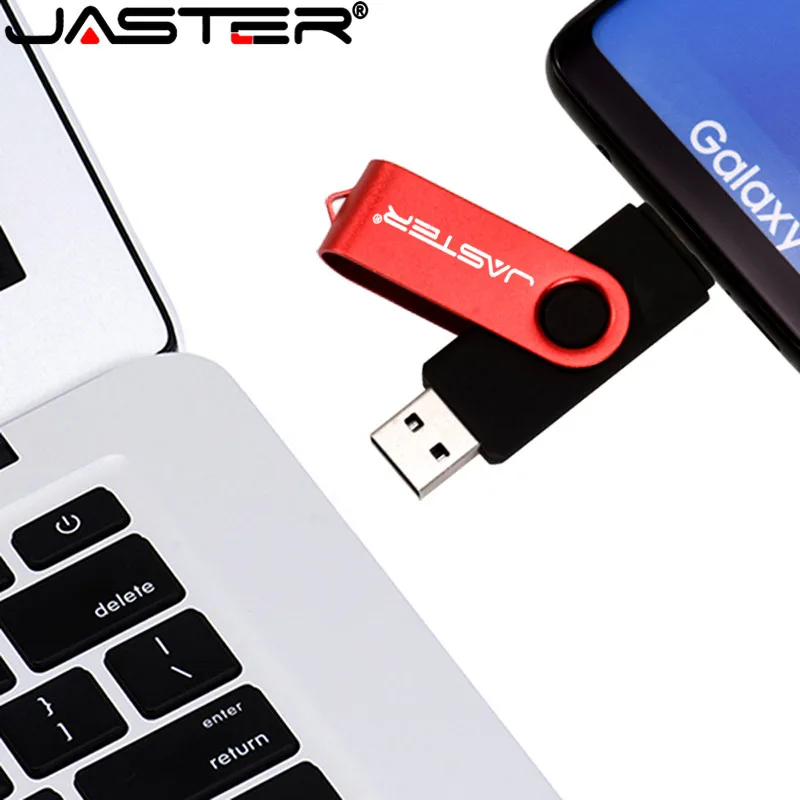 

JASTER USB Flash Drive2 in 1 Pen Drive 360° rotation Usb Stick 128GB 64GB 32GB 16GB Pendrive Flash Disk for Android SmartPhone &