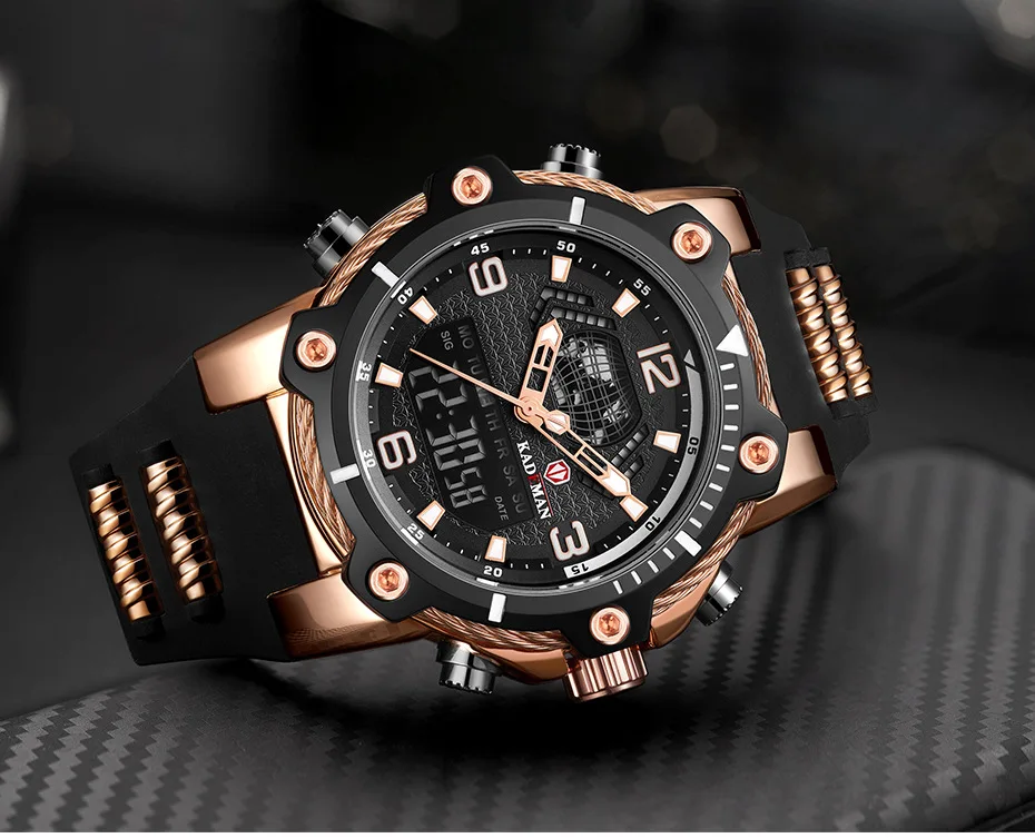 KADEMAN Watches Men Waterproof Military Sports Digital Watch Fashion Top Brand Male Rubber Quartz Wristwatch Relogio Masculino