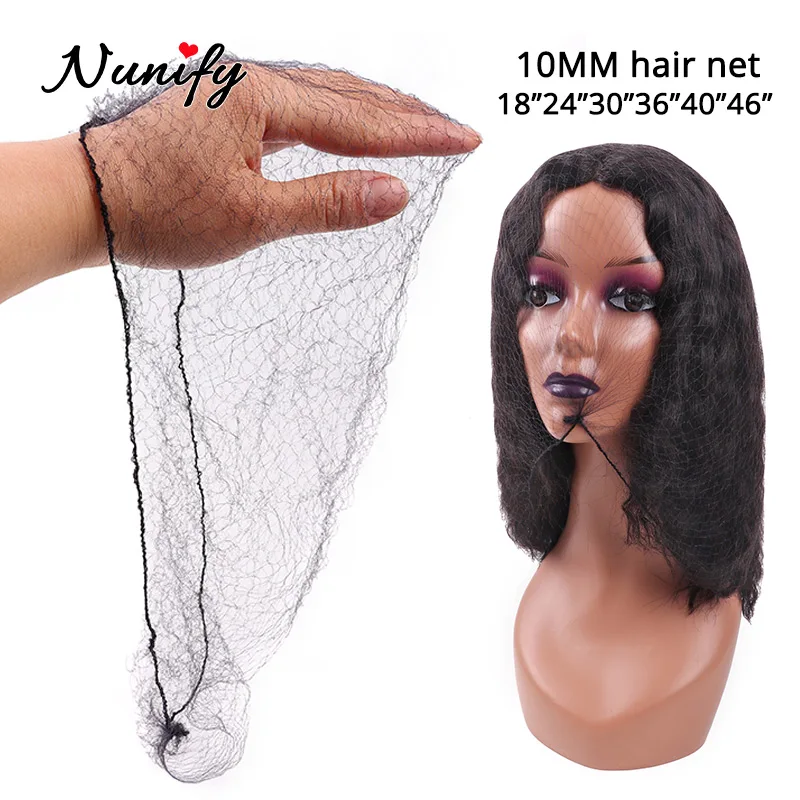 Nunify czarny 100 sztuk siatki do włosów niewidoczne elastyczna krawędź strój koronkowy akcesoria wiązki włosów peruki przednie zamknięcie Hairnets