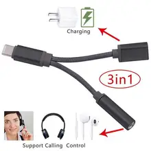 2-в-1 USB-C Тип C до 3,5 мм аудио Aux адаптер для наушников Lightning/кабель для Android samsung Тип-c аудио патч-корд