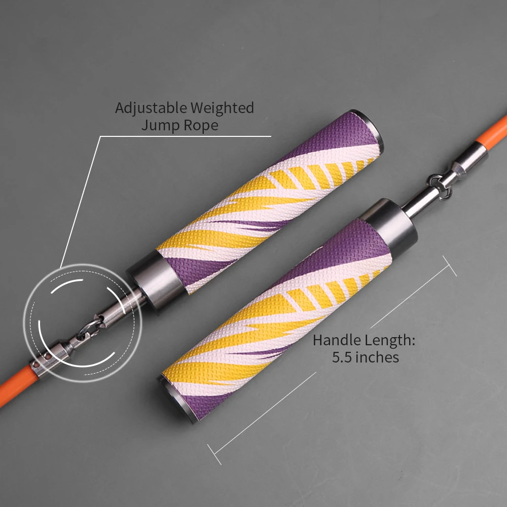 Weighted Jump Rope 8MM 550 gram, 1LB Skip Rope, Non-Slip PU Power Handles, PVC Adjustable Heavy Skipping Rope with Ball-bearing