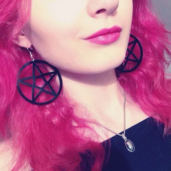 

1 Pair Oversized Exaggerated Hyperbole Mix Long Earring Hollow Dangle Circle Star Pentagram Earrings For Women Acrylic Fashion