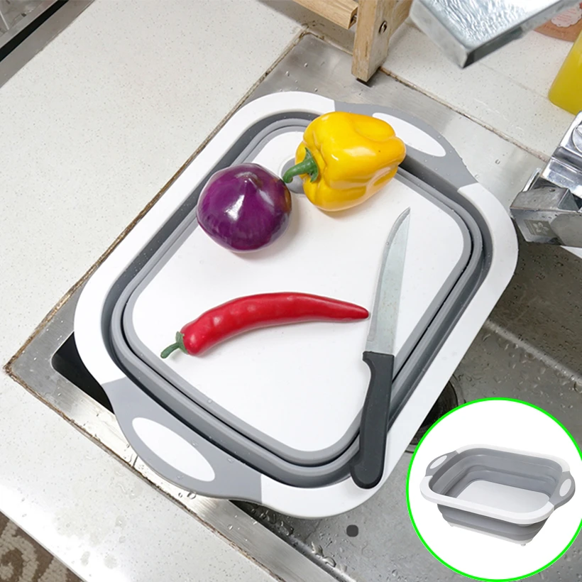 

Folding cutting board Chopping Block tool drain container Drainage storage box for kitchen organizer laundry basket tray etagere