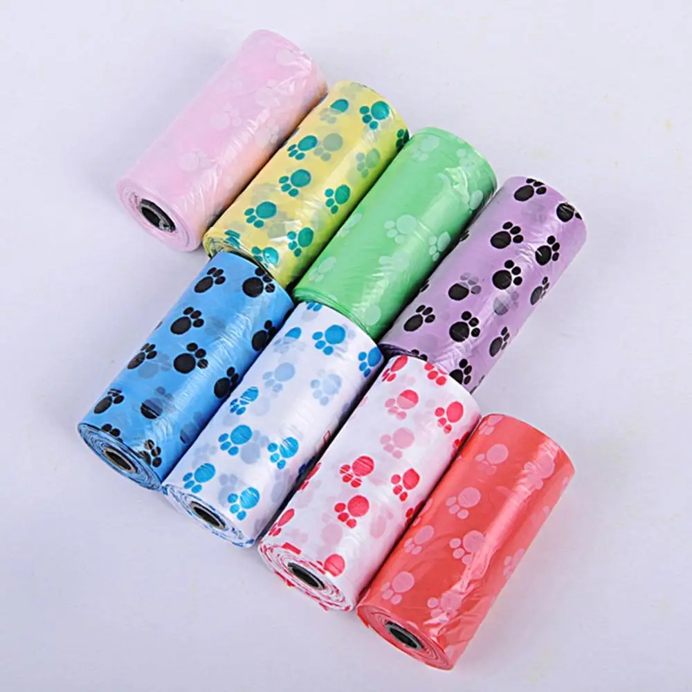 15 unids/bolsa gato y mierda bolsa Biodegradable para Fecal bolsa limpia recoger basura suplemento bolso de la colección, suministros para mascotas