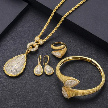 

jankelly Nigeria 4pcs Bridal Zirconia Jewelry Sets For Women Party, Luxury Dubai Nigeria CZ Crystal Wedding Jewelry Sets