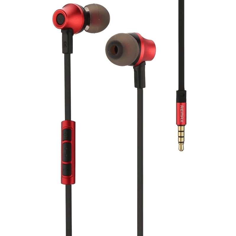 Remax Rm-610D In-Ear Sports Stereo Headphones with Micro-phone Hifi Bass Wire Control Music Call Headset for Samsung Huawei Vivo