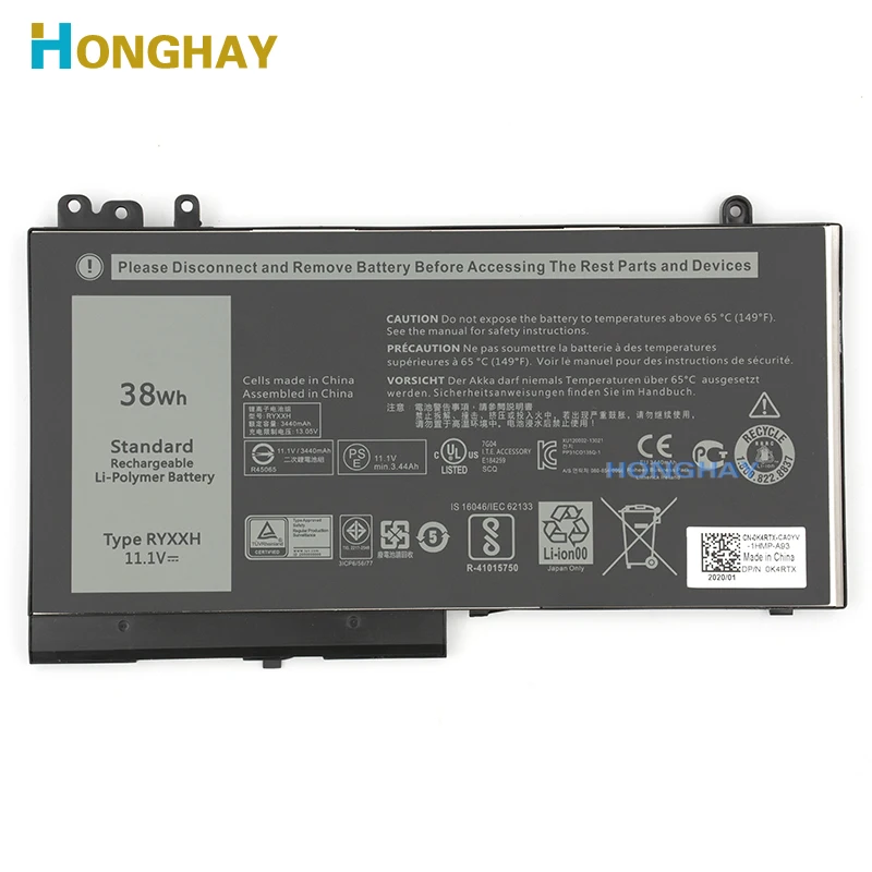 Новый аккумулятор для ноутбука Honghay RYXXH Dell Latitude 12 5000 11 3150 3160 E5250 E5450 E5550 M3150 серии 09P4D2